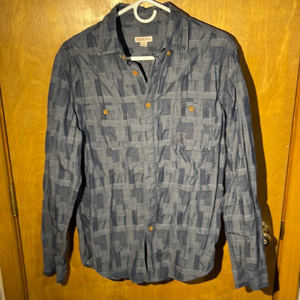 Mens Merona Blue Button Down Dress Shirt
